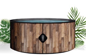 Spa Gonflable NORDIK Coco Spa effet bois Bain Nordique | Diamètre 180 cm| H 70 cm | 1100L | Moteur 2040 W | Jusqu'à 6 Personnes | Massage 140 Jets
