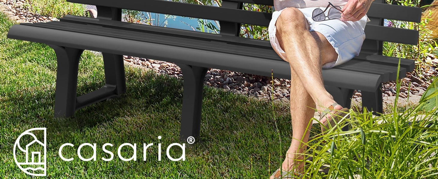 Casaria Banc de Jardin Orchidea anthracite 3 places banc d'extérieur en plastique banquette 145x49x74 cm Jardin terrasse parc - 7