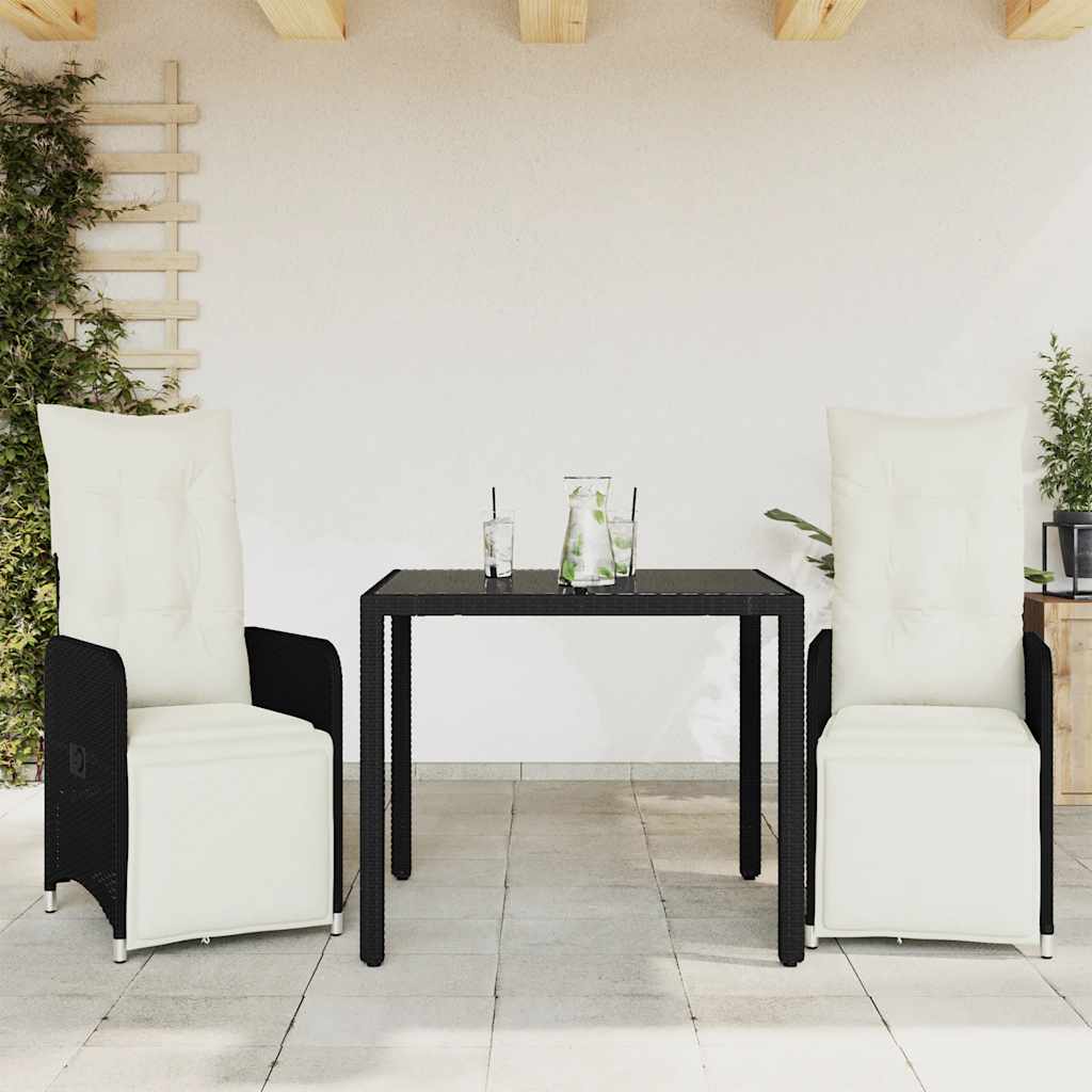 3-cz. zestaw ogrodowych mebli bistro z poduszkami, czarny vidaXL