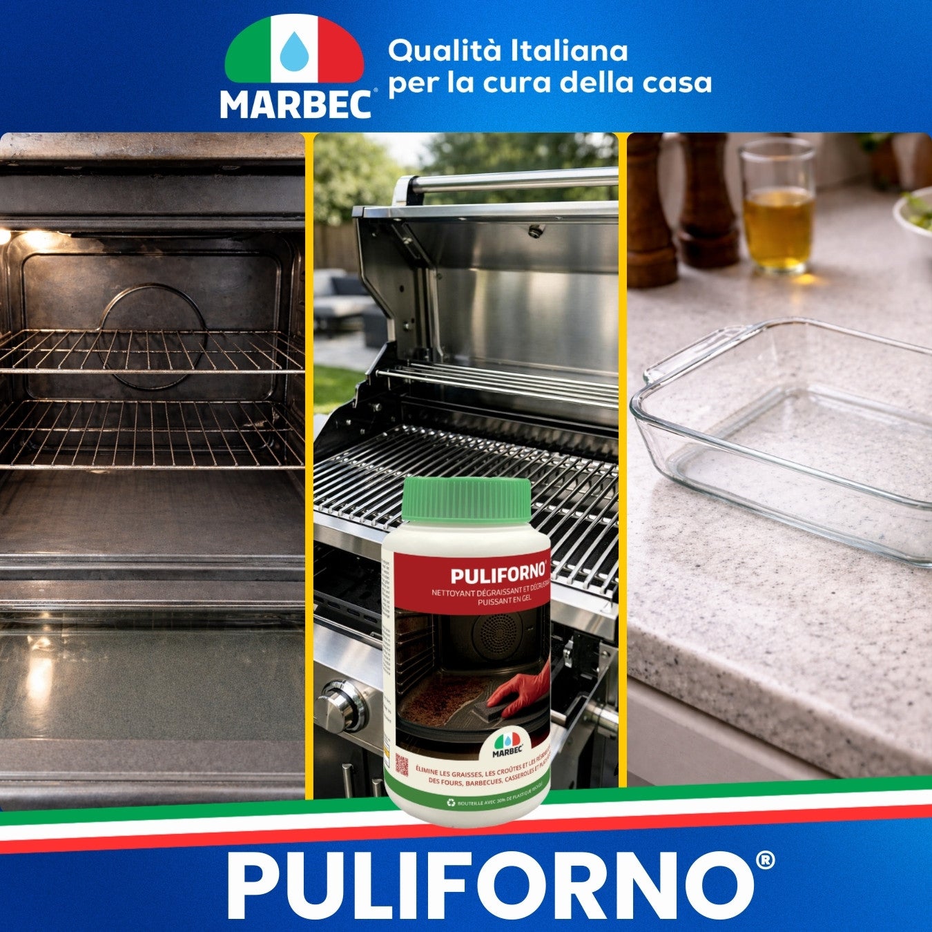 MARBEC Puliforno® - 1KG Détergent gel dégraissant four barbecue batterie de cuisine PULI FORNO - 7