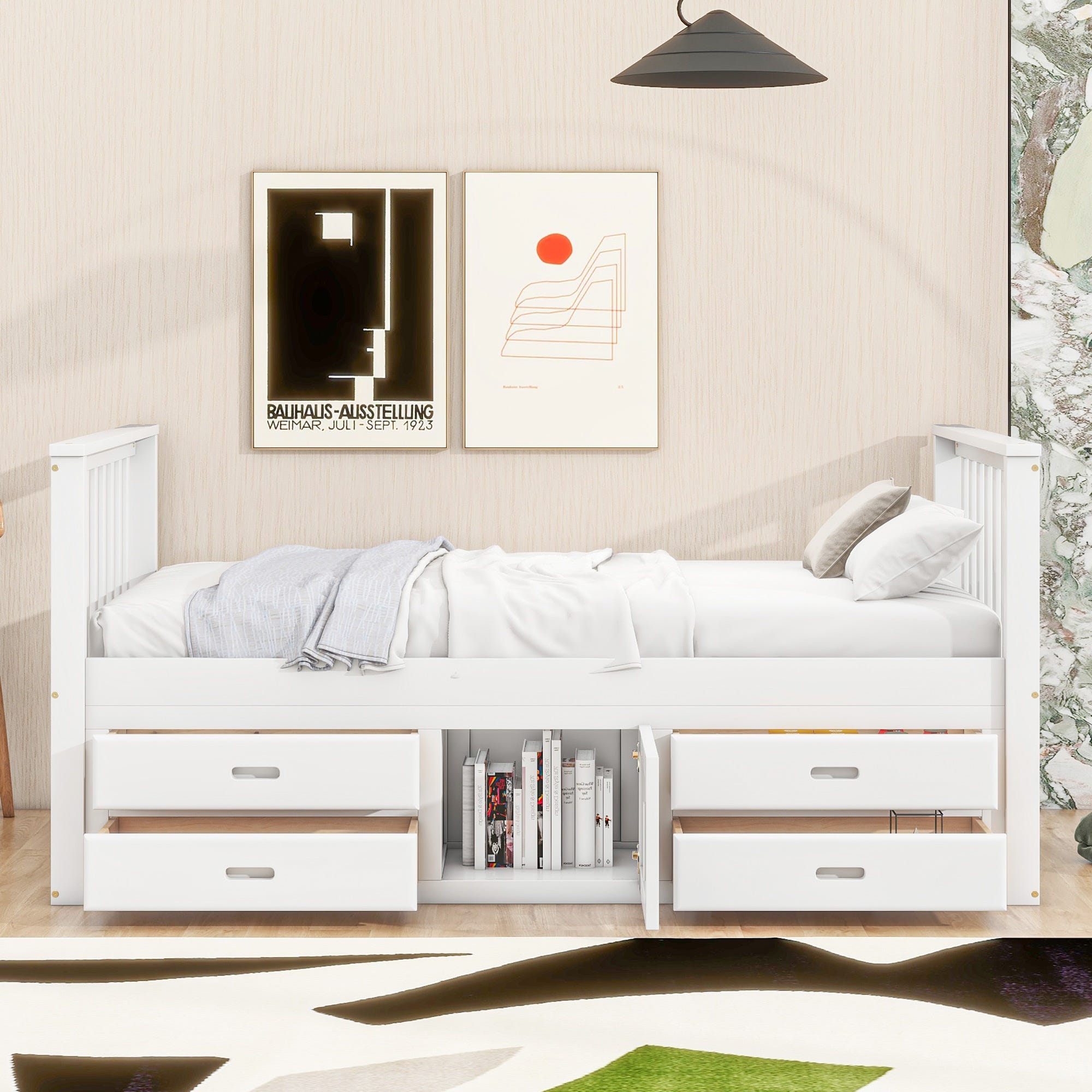 Lit 90x200 Cm Avec Tête De Lit Rangement - Cadre Métal Treillis, Design Industriel Pour Adulte Et Ado