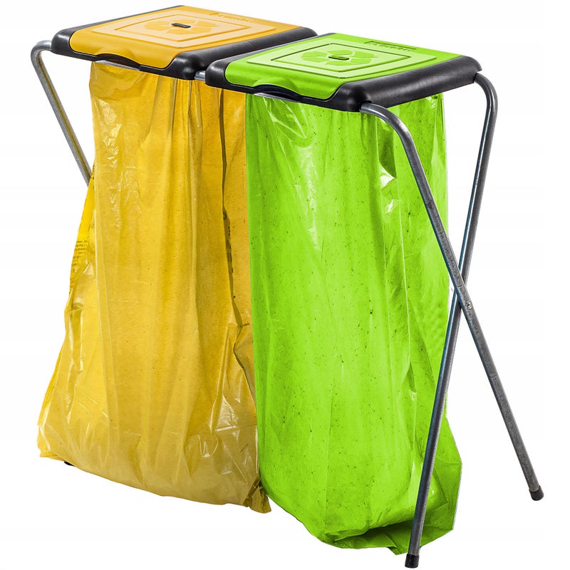 STOJAK KOSZ DO SEGREGACJI ŚMIECI 2 STANOWISKA WOREK 120L KOSZ NA ODPADY