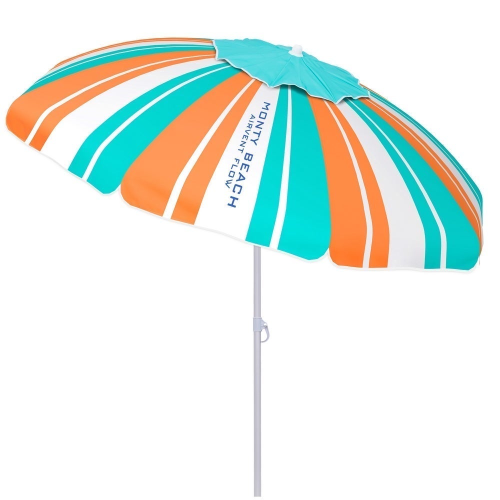 Sombrilla playa 180 cm y soporte arena, protección UV+50, Rayas multicolor MONTY - 9