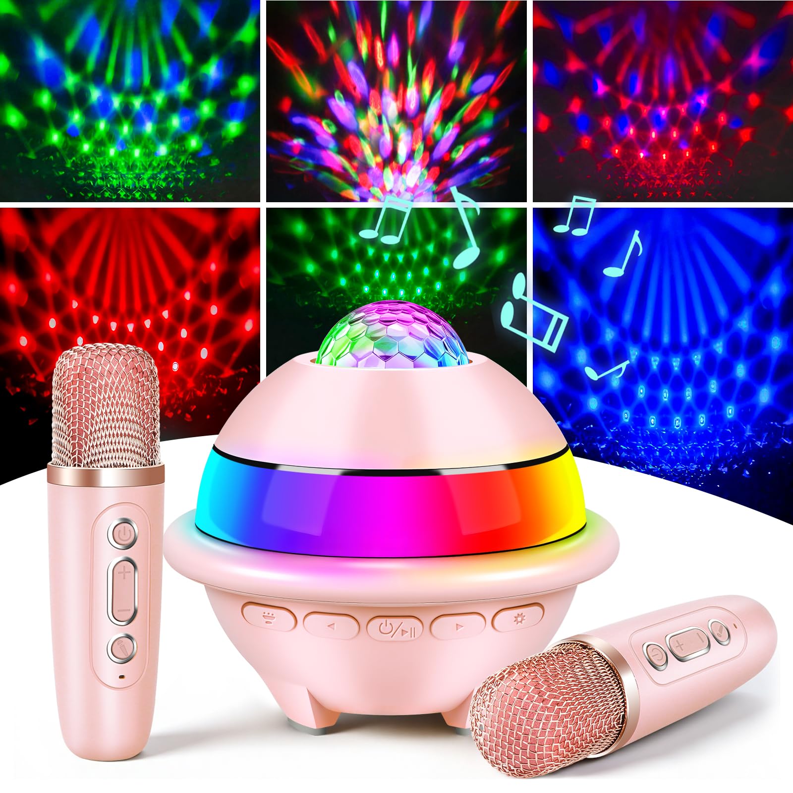 Micro Karaoké Enfant LED Disco,Enceinte Portable Bluetooth avec 2 Micros sans Fil,Jouet Cadeau 3-12 Ans,Idée Cadeau Noël | Leroy Merlin