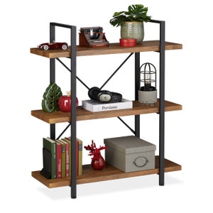 YITAHOME Libreria 5 Ripiani Industrial – Scaffale In Metallo E Legno, 60x30x158 Cm, Marrone, Per Soggiorno E Ufficio