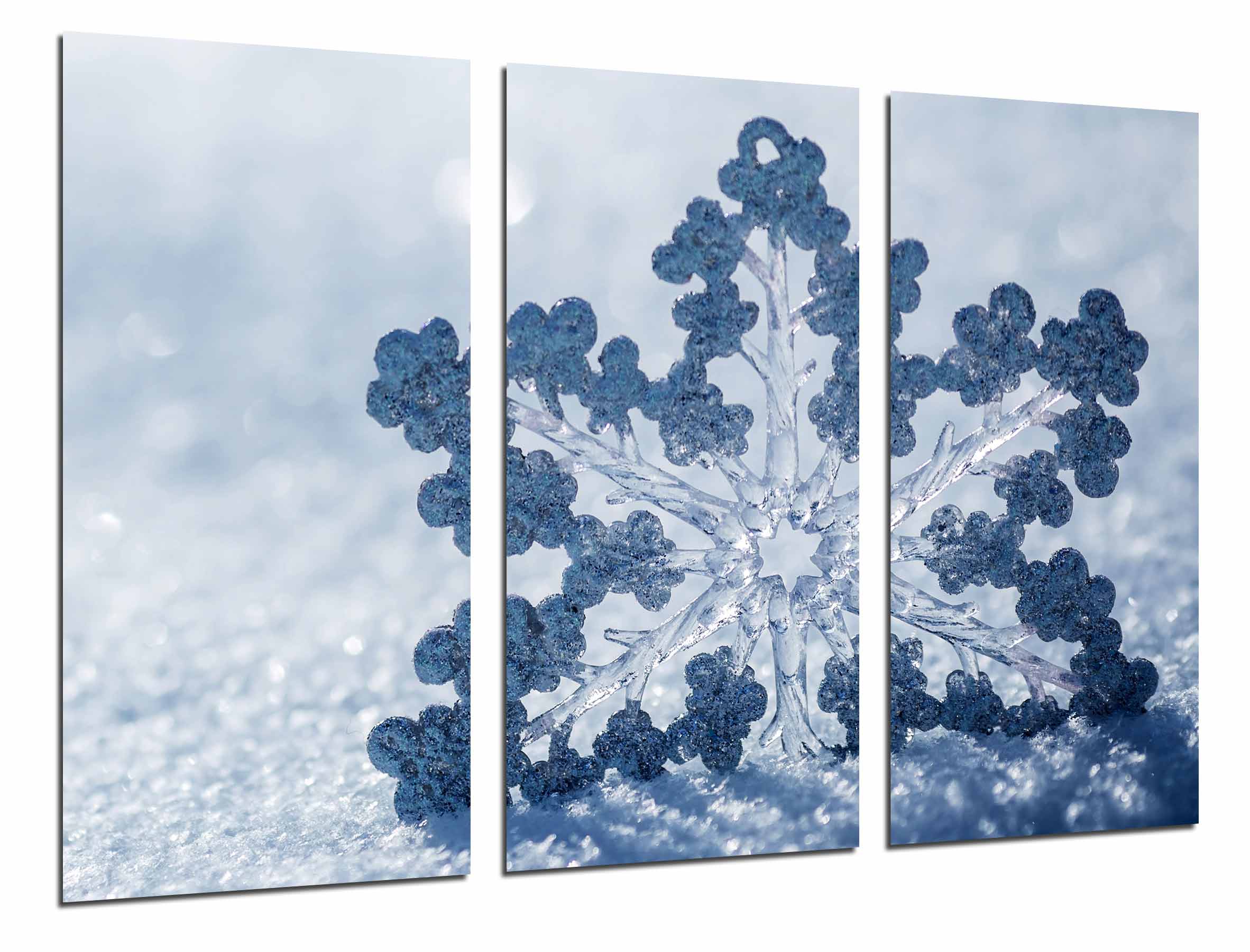 Navidad nevada, copo de hielo en nieve, impresión fotográfica sobre madera, cuadro moderno decorativo