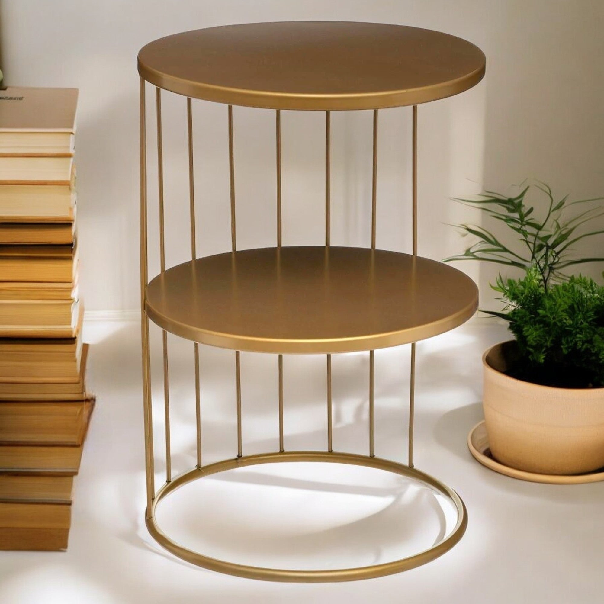 WELLHOME Tavolino decorativo oro a 3 livelli Ø36x52 cm - 3