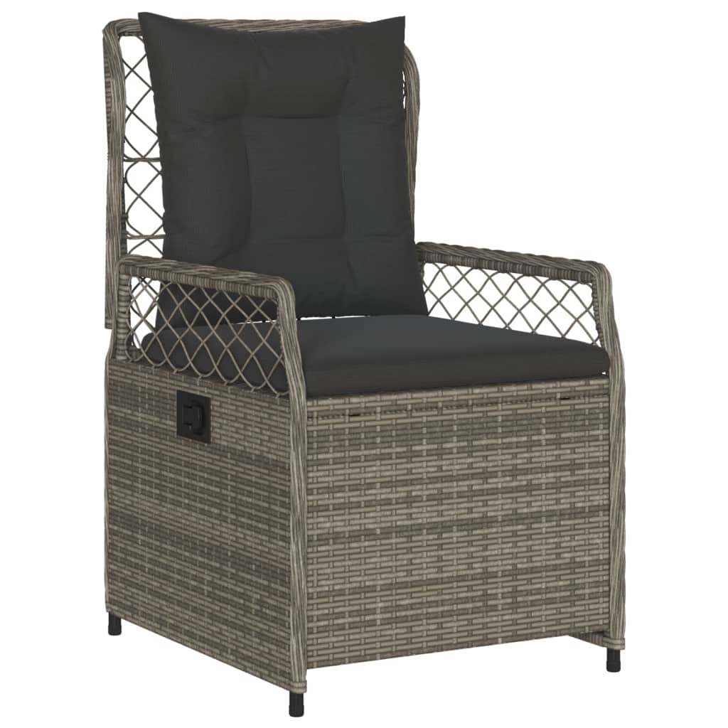 3 pcs conjunto de jantar p/ jardim | Móveis de jardim c/ almofadões vime PE cinza CFW310778 - 3
