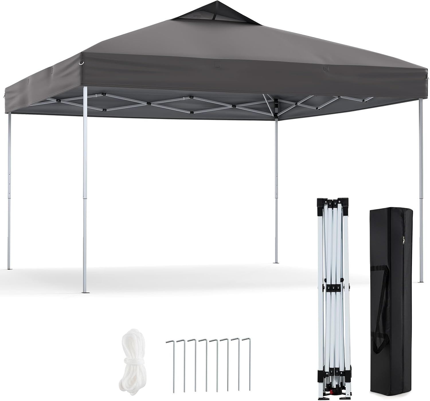 Namiot Składany 2,95 x 2,95 m, UV 50+, Altana Ogrodowa o Regulowanej Wysokości, 1 Zamek Centralny, Torba Transportowa, Pawilon na Imprezy (Szary)
