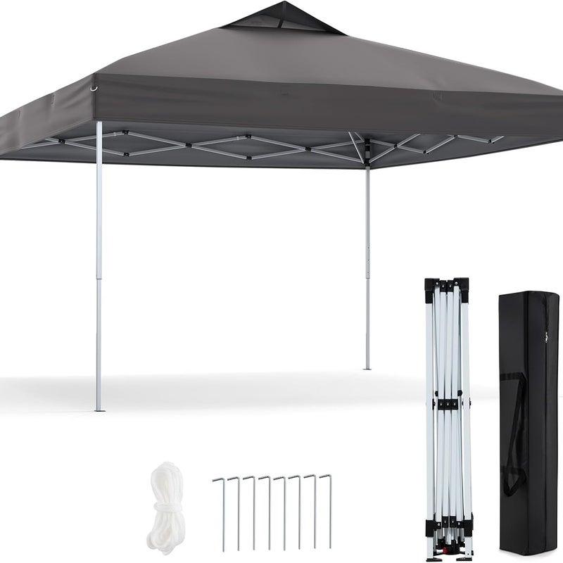 Namiot Składany 2,95 x 2,95 m, UV 50+, Altana Ogrodowa o Regulowanej Wysokości, 1 Zamek Centralny, Torba Transportowa, Pawilon na Imprezy (Szary)