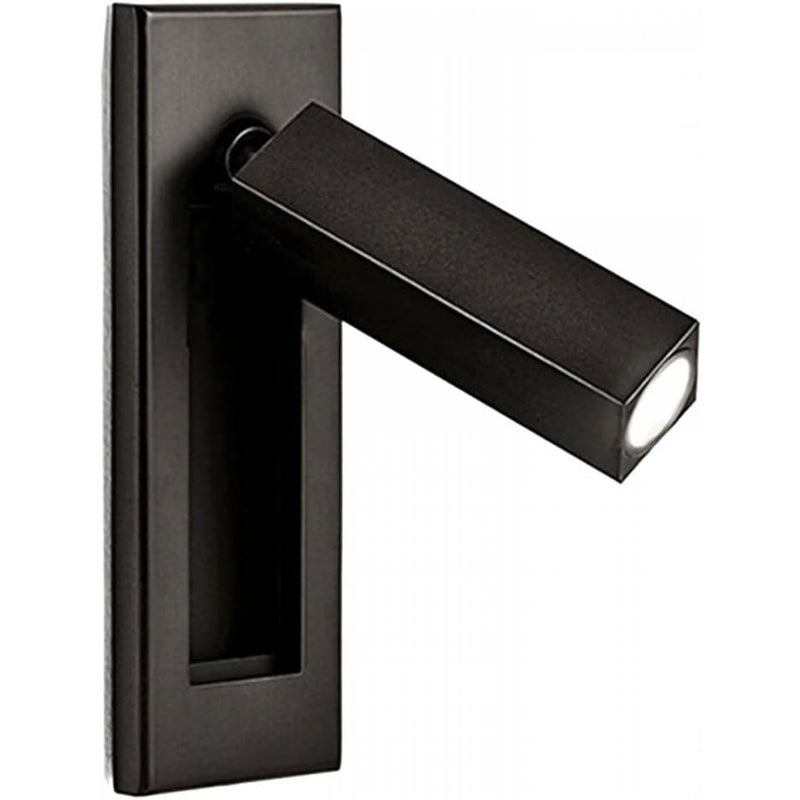 Nowoczesna lampa ścienna, lampa LED 3W, regulowany reflektor z obrotem 350°, ciepłe światło (czarny)