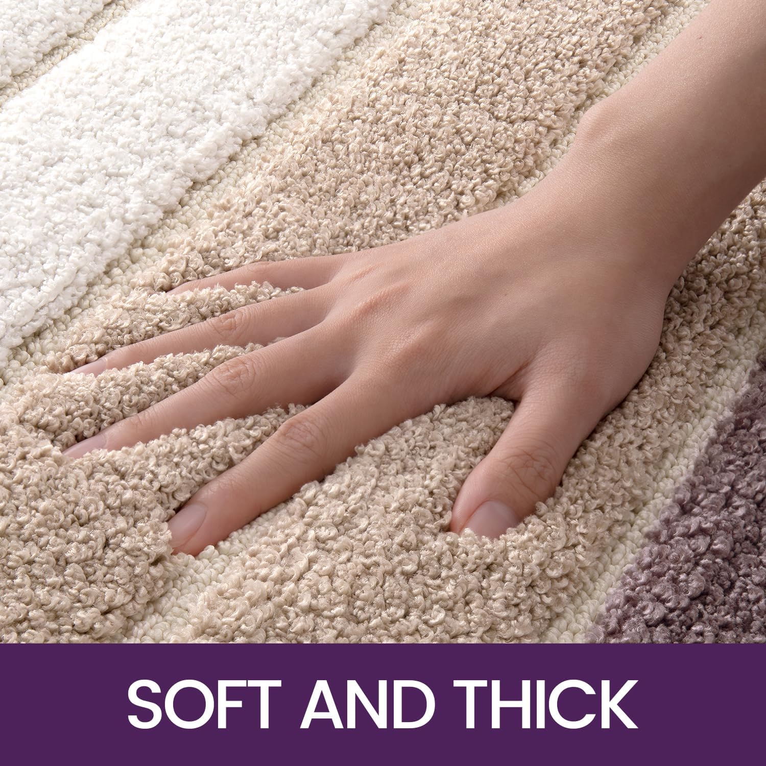 Mata łazienkowa antypoślizgowa 50 x 80 cm, chłonna mata podłogowa w paski, supermiękka, nadająca się do prania w pralce, chłonna, fioletowa