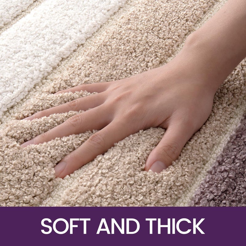 Mata łazienkowa antypoślizgowa 50 x 80 cm, chłonna mata podłogowa w paski, supermiękka, nadająca się do prania w pralce, chłonna, fioletowa