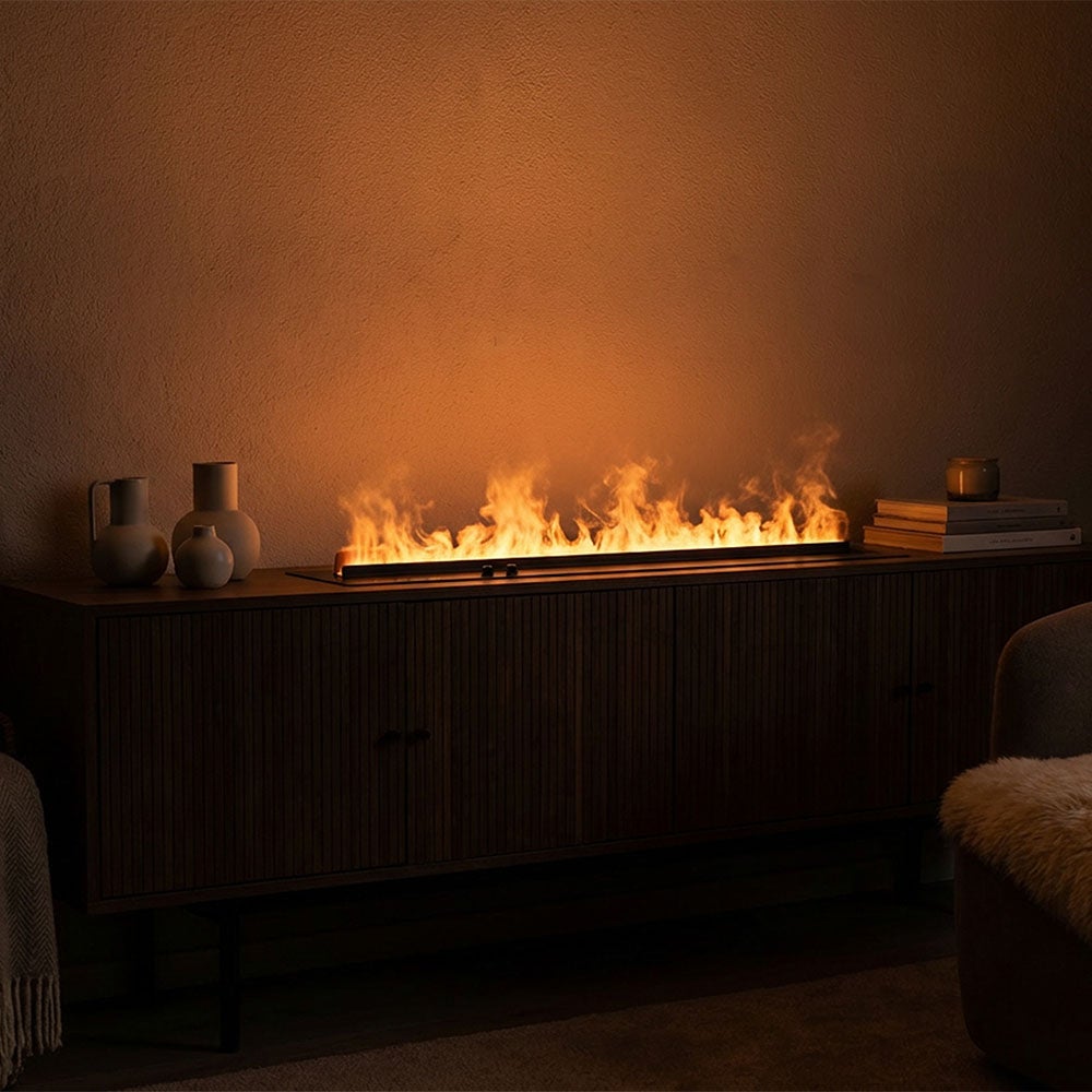 Cheminée à vapeur d'eau LED ODENA HOME DELUXE – Effet flammes 3D | Cheminée électrique moderne avec effet flammes réaliste - 2