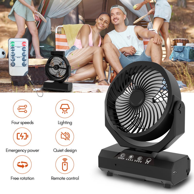 8000 MAh Ventilateur USB Avec Télécommande Mini Ventilateur Portable De Camping Ventilateur De Table Pince Avec 3 Vitesses 3 Modes De Lumiere Led Rotation A 720 87621154