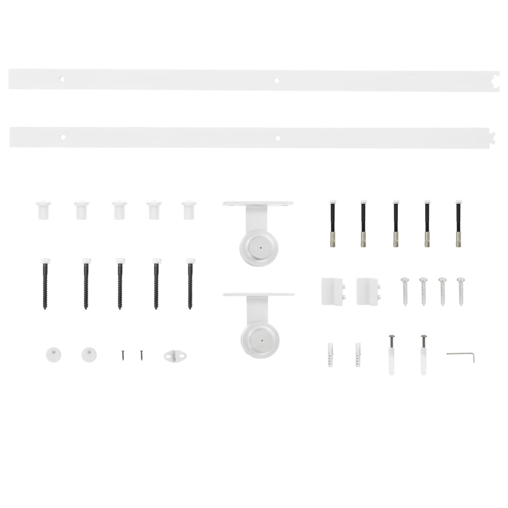 vidaXL Kit de quincaillerie de porte coulissante 183 cm Acier Blanc - 4
