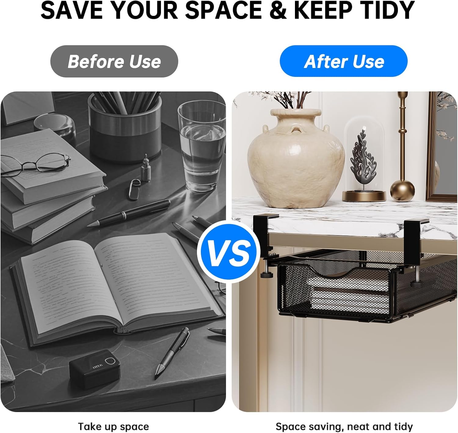 1 x Table multifonctionnelle en fer forgé résistant aux perforations, petite table de rangement, noire, 36,5 x 21,5 x 9 cm. - 5