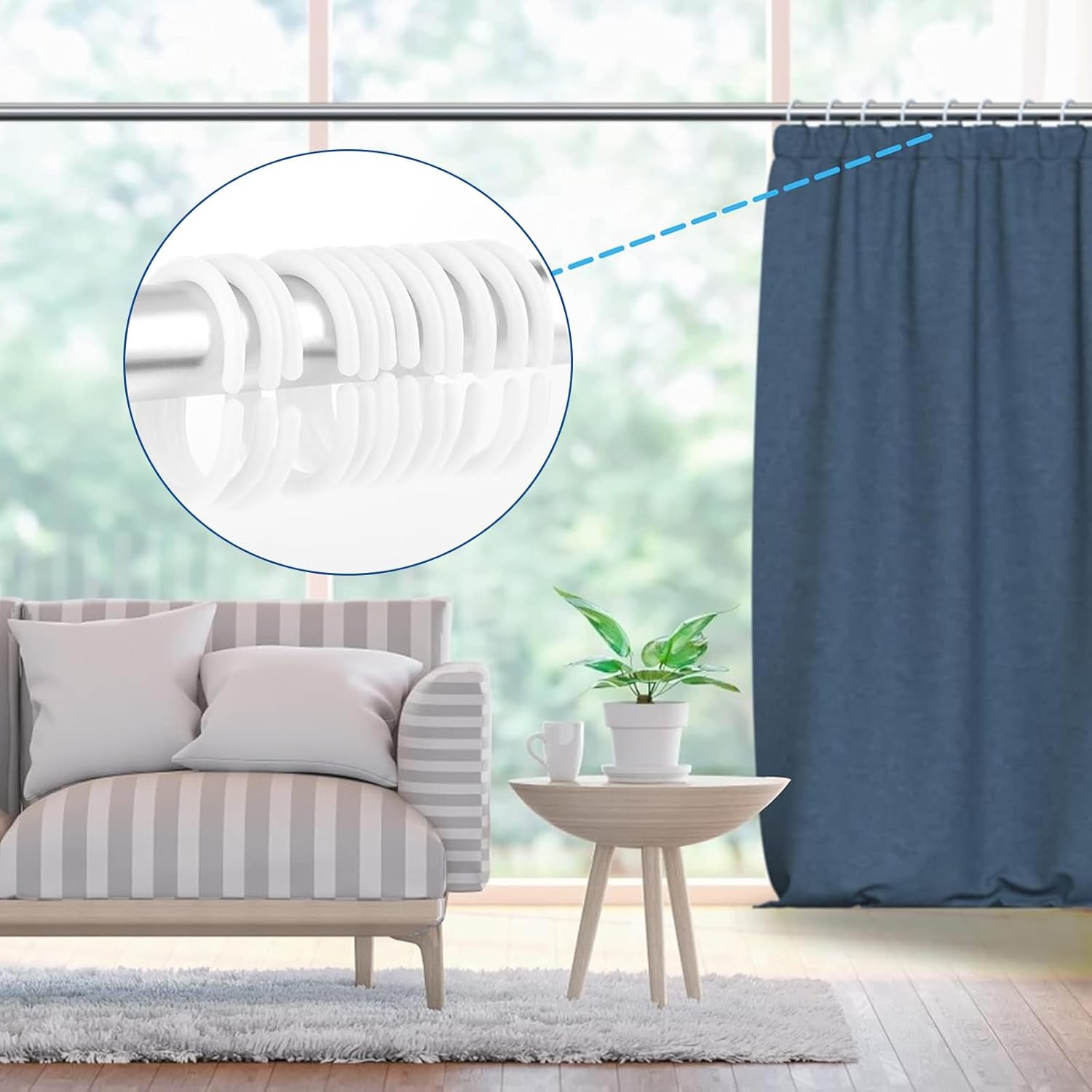 Anelli Per Tenda Da Doccia In Plastica, Ganci A C, Per Finestra Della Doccia Del Bagno 24 Pezzi Neri 96243885
