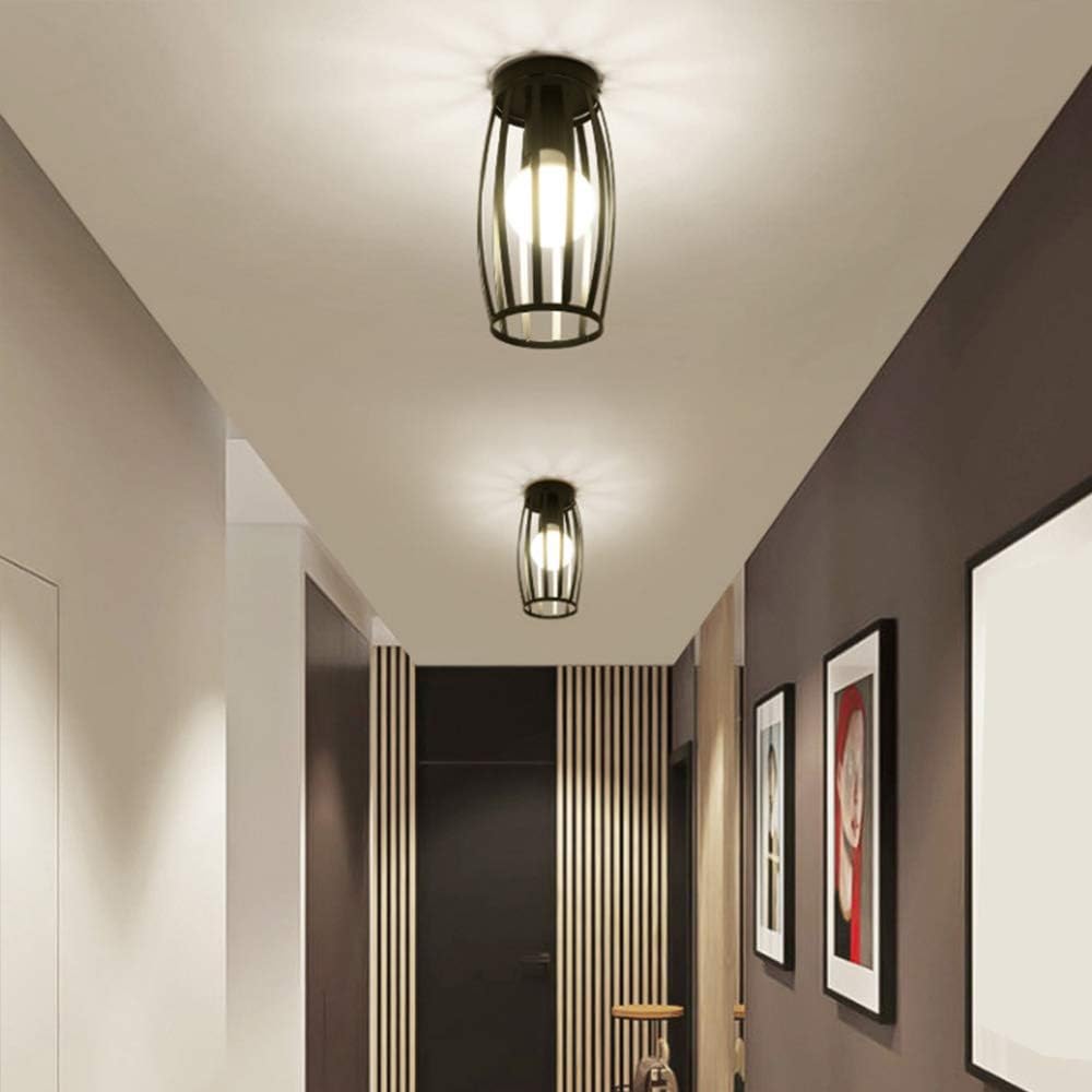 Lustre Rétro Noir Plafonnier – Luminaire Design Pour Chambre Ou Salon, Ampoule E27