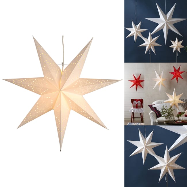 UUUOUU - Lanterne di carta a forma di stella, 50 cm, 3D, con pentagramma cavo, decorazione da appendere al soffitto, per Natale, festa di compleanno, confezione da 2 UUUOUU - Lanterne di carta a forma di stella, 50 cm, 3D, con pentagramma cavo, decorazione da appendere al soffitto, per Natale, festa di compleanno, confezione da 2