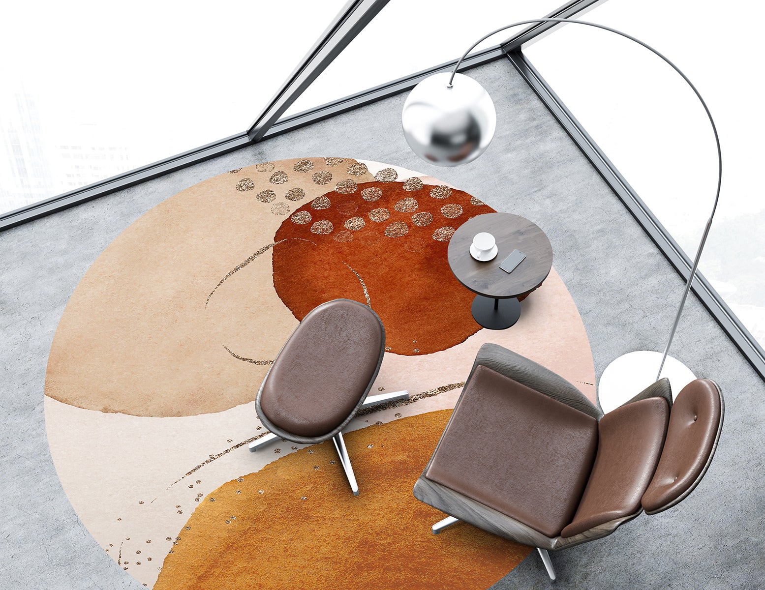 Tappeto antiscivolo in vinile Agata [Diam] 150 cm - PVC stampato, lavabile, ignifugo, per salotto e cucina, stile moderno - 7