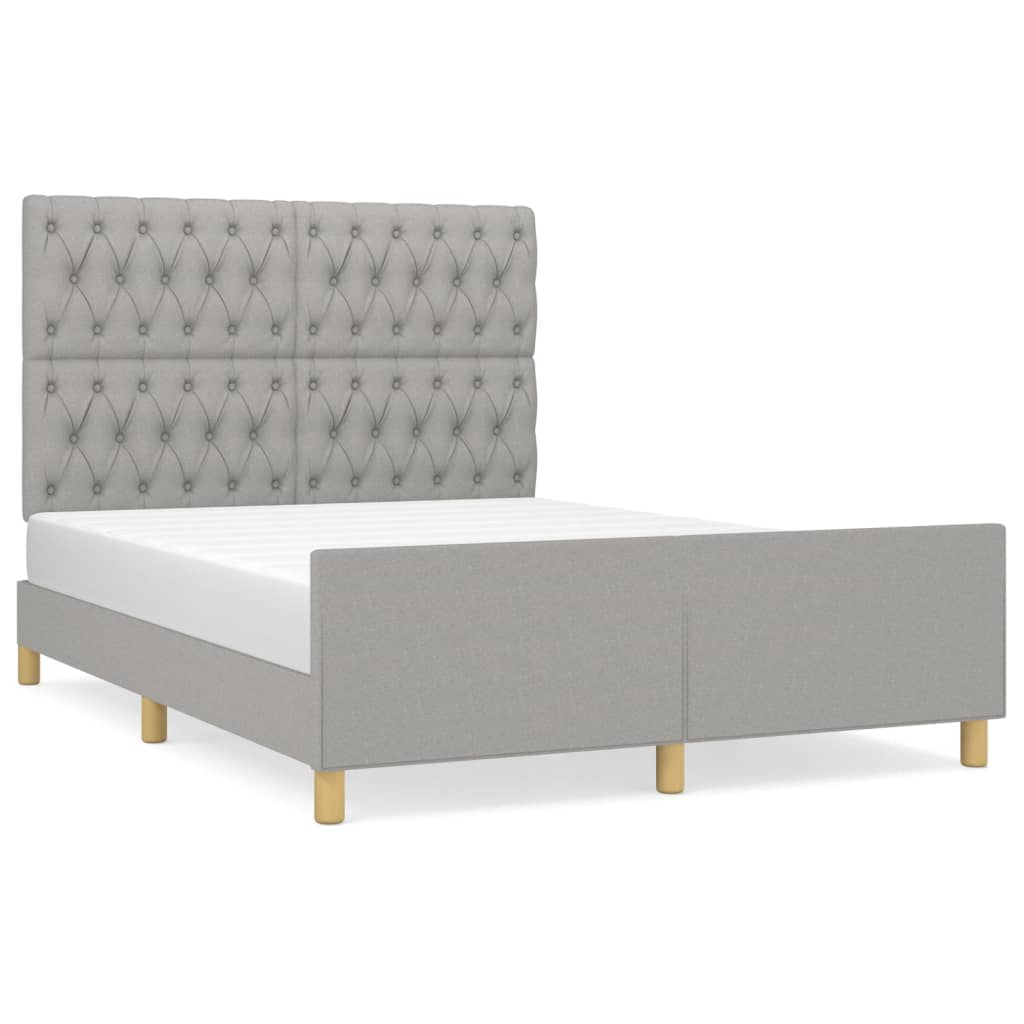 Cadre de lit sans matelas gris clair 140 x 200 cm tissu - 2
