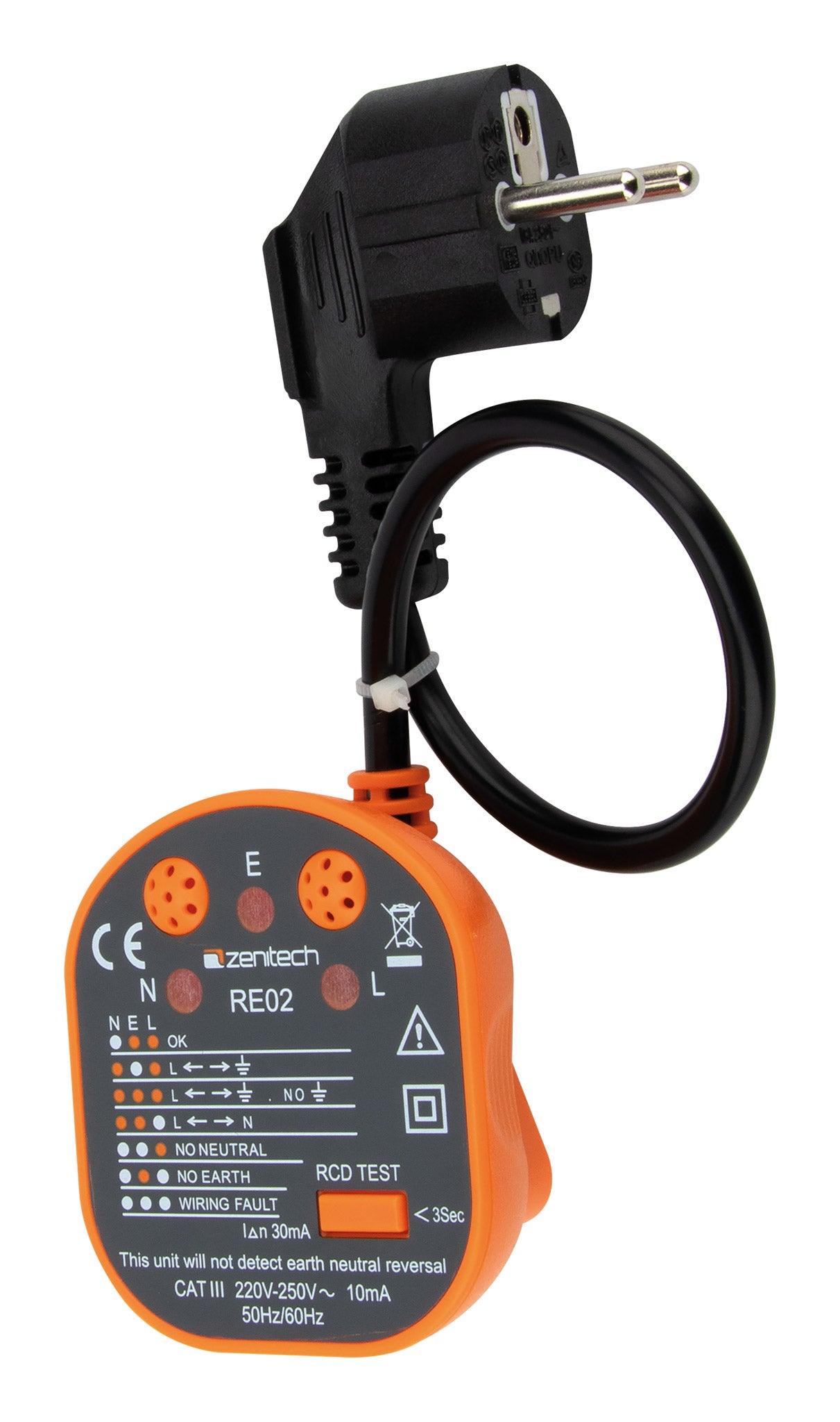 Testeur De Prise Électrique Plein Écran - Contrôle Phase Polarité Tension 30V-250V RCD - Prise EU Plug