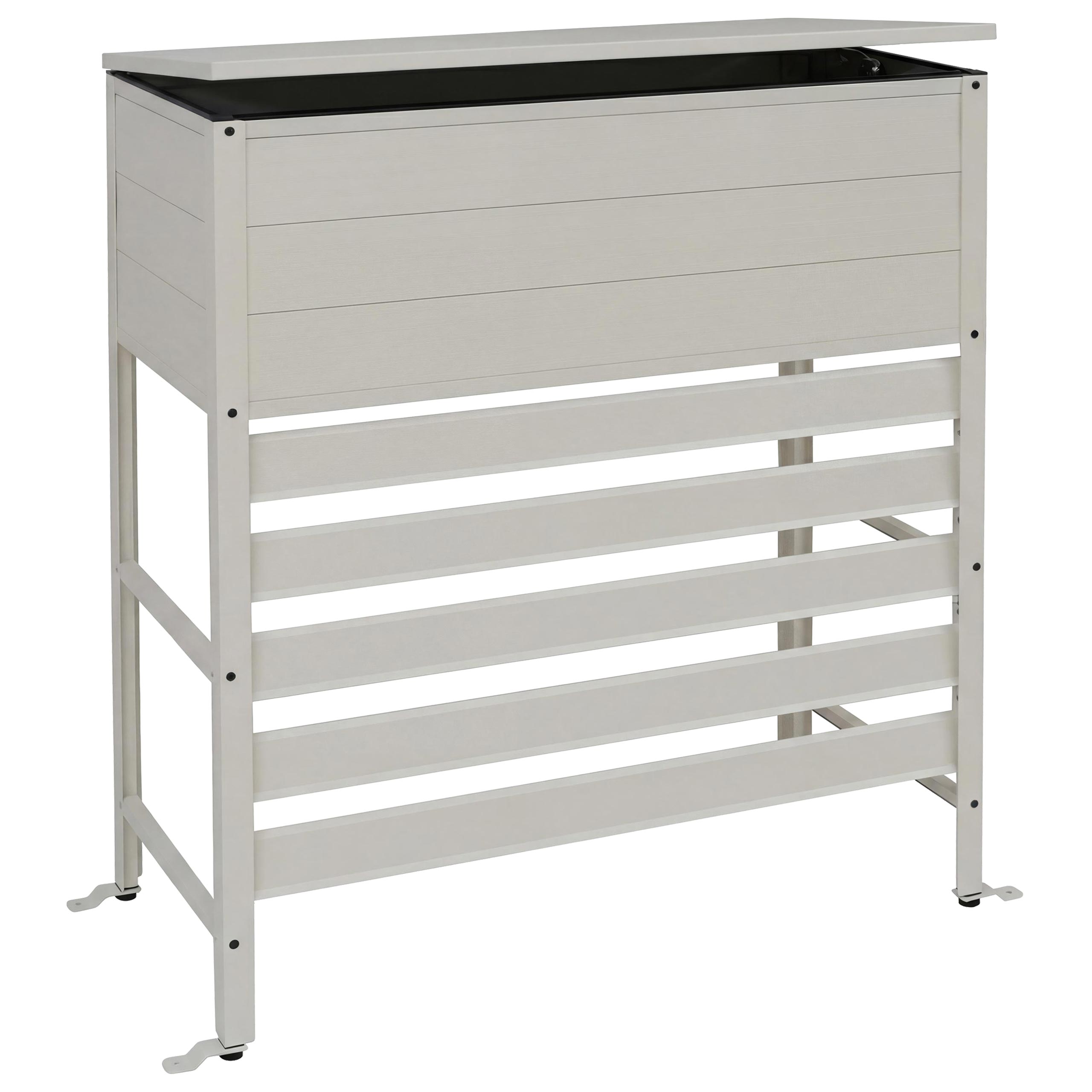 Aluminiowa osłona do klimatyzacji/wymiennika ciepła HWC-P94, pokrywa skrzynki do przechowywania 110 x 96 x 43 cm ~ szaro-biała