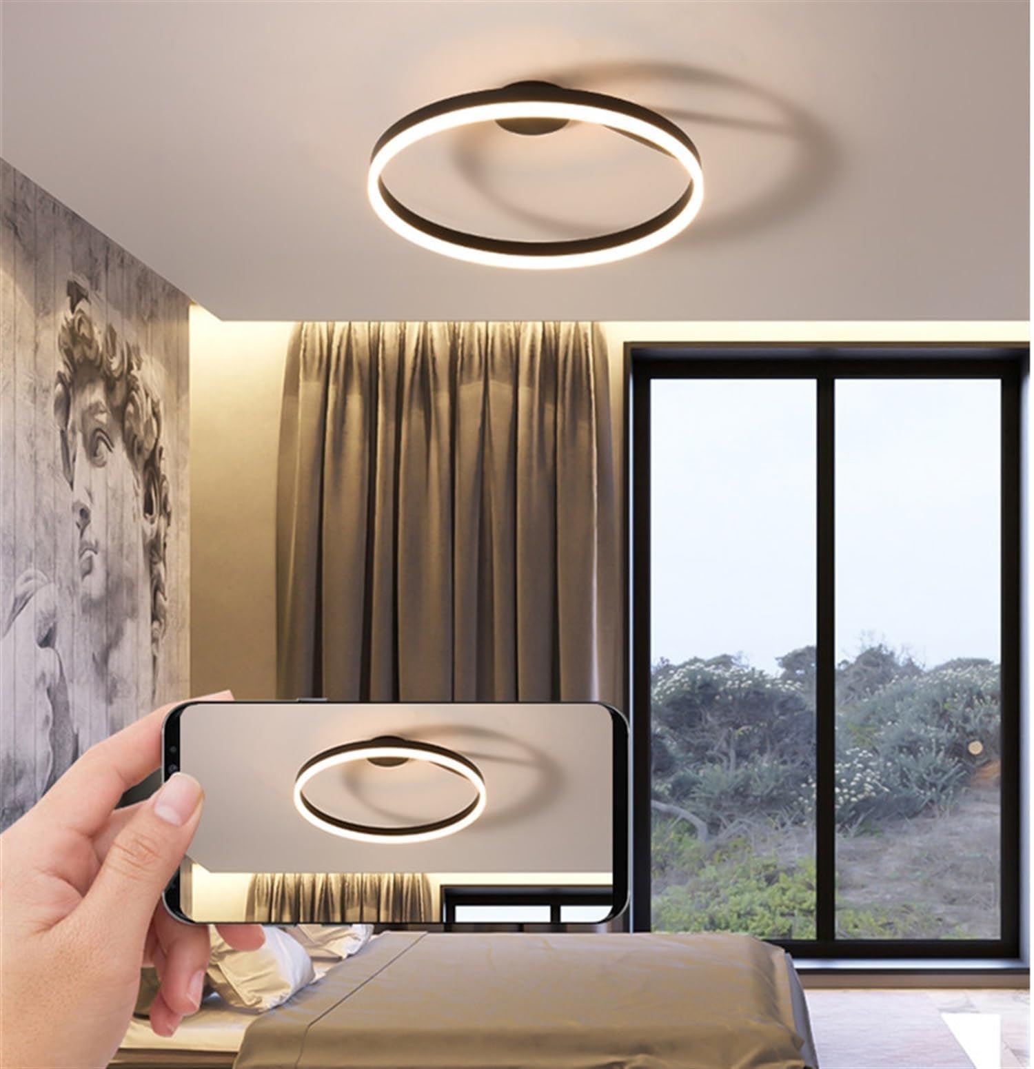 Ściemnialna lampa sufitowa LED z pilotem, nowoczesna lampa wisząca LED, okrągła lampa wpuszczana w sufit o średnicy 30 cm, 3 temperatury barwowe - 8