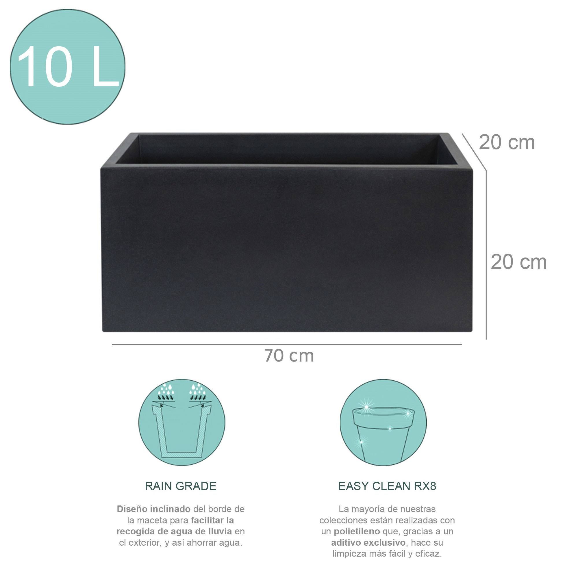 Pot de fleurs en polyéthylène anthracite 60x20x20 cm WellHome - 2