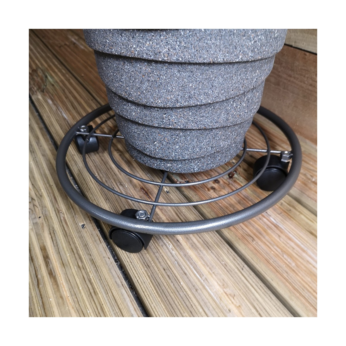 Support pour pot en métal sur roulettes, 35 cm - 3