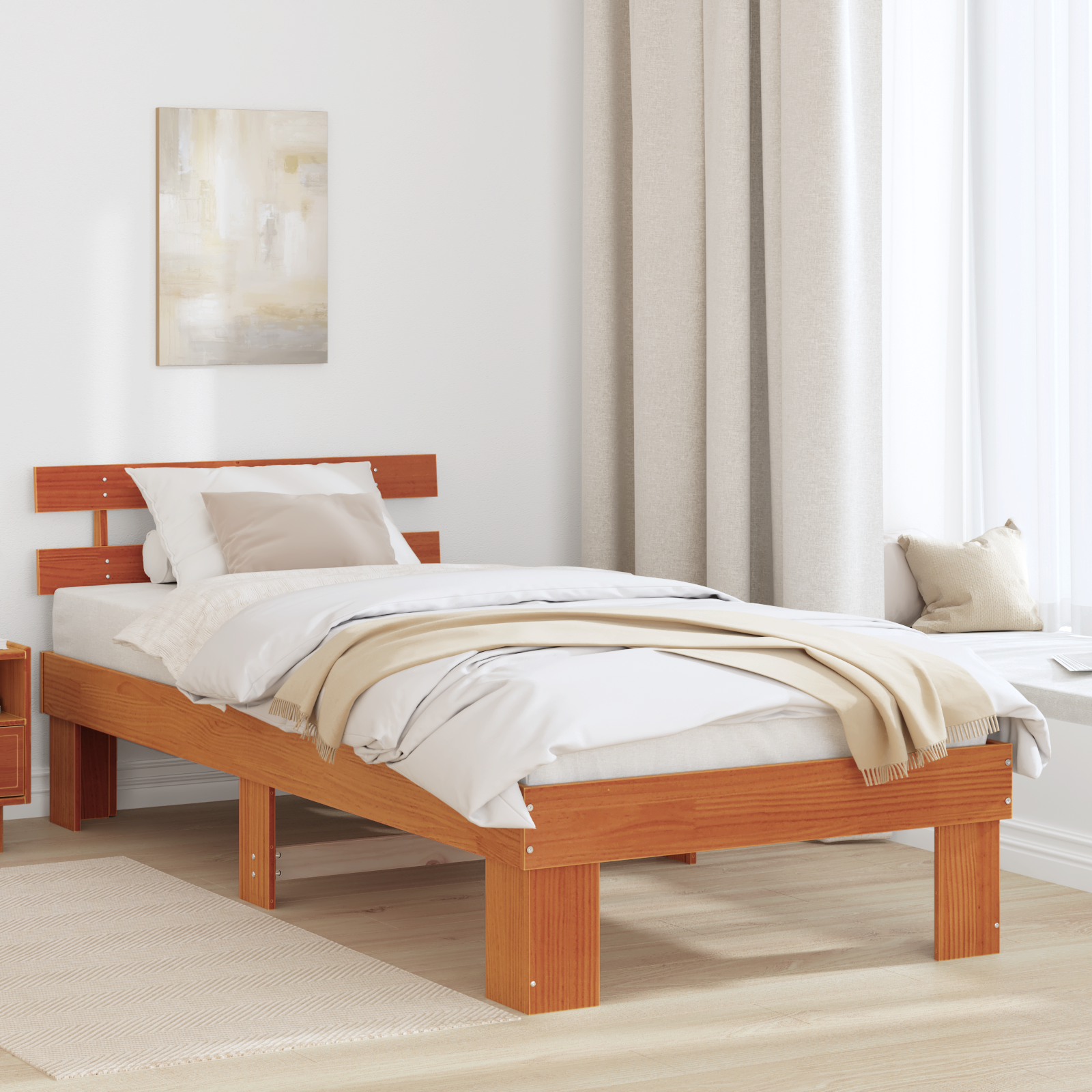 Ramka łóżka Woskowy Brąz 75 x 190 cm Lite drewno sosnowe vidaXL