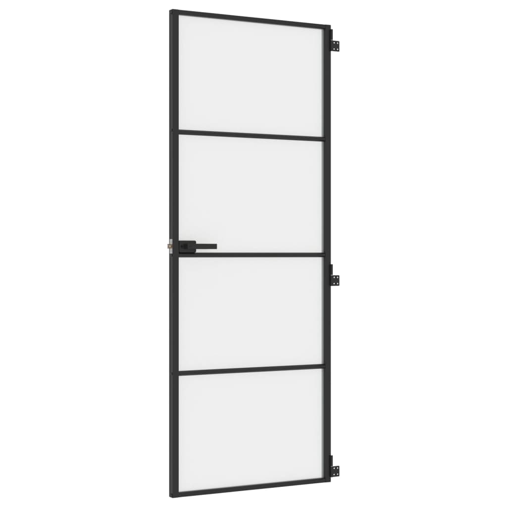 Puerta interior | puerta principal delgada negra vidrio y aluminio 76x201,5 cm cfw903308