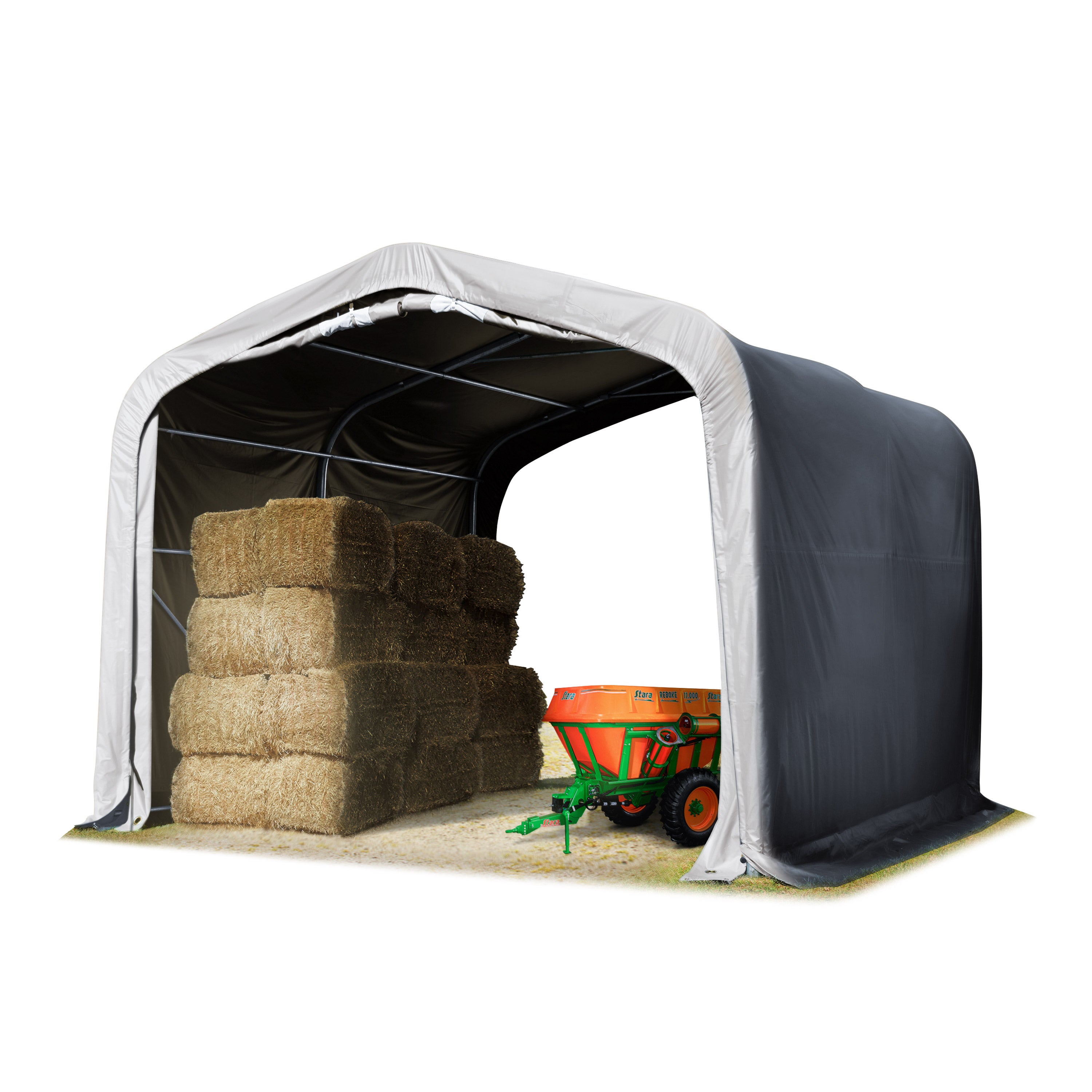 Namiot rolniczy 4x4 m Plandeka PCV 850 Newton - szary - podłoże ziemia