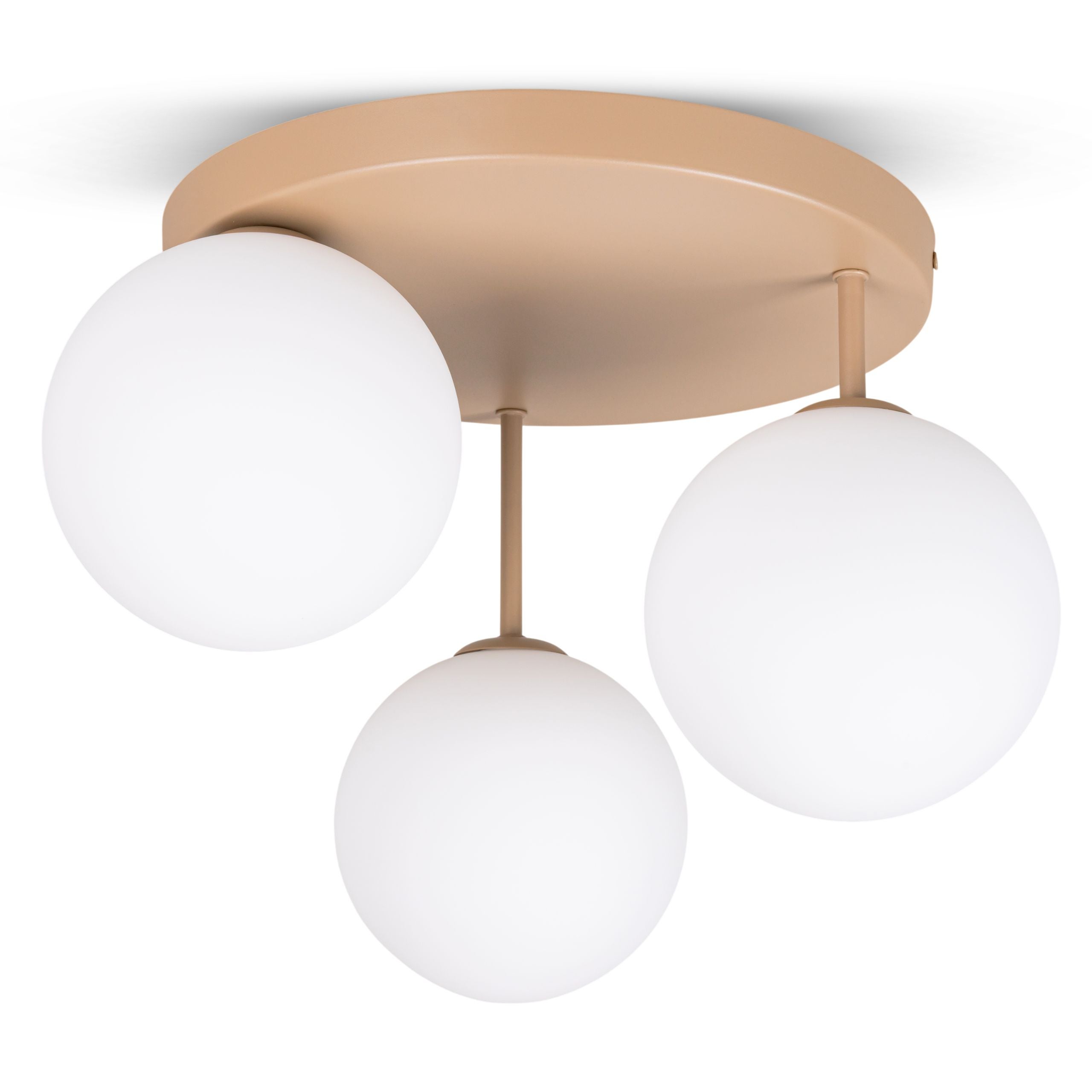 Lampa sufitowa Żyrandol Plafon ścienny BEŻOWA Kula 3x G9 Ecru Mleczny klosz 14cm Beż matowy szklany POTRÓJNA - LEDHOFF