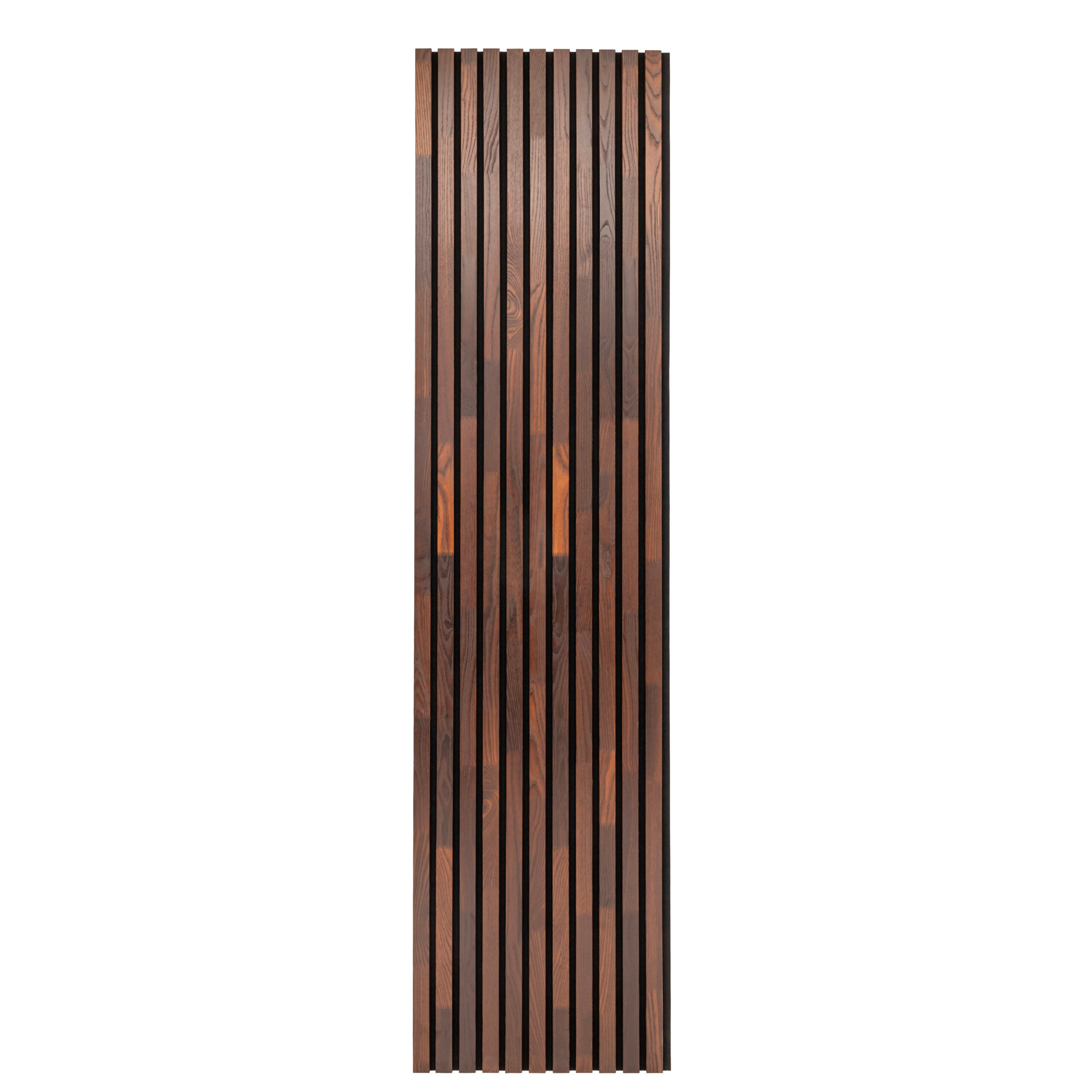 Lot de 2 Panneau Tasseau Acoustique en Bois - Frêne Thermique Naturel - 2400x600mm - Lattes 40mm, Support en Feutre Noir - 5