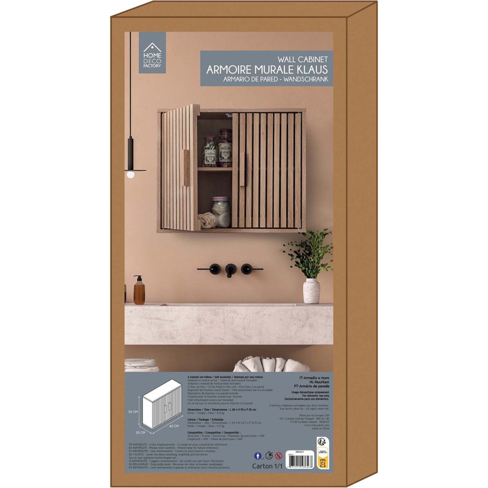 Armoire Murale - Home Deco Factory - Klaus - Marron - H50 X L60 X P20 Cm - 5