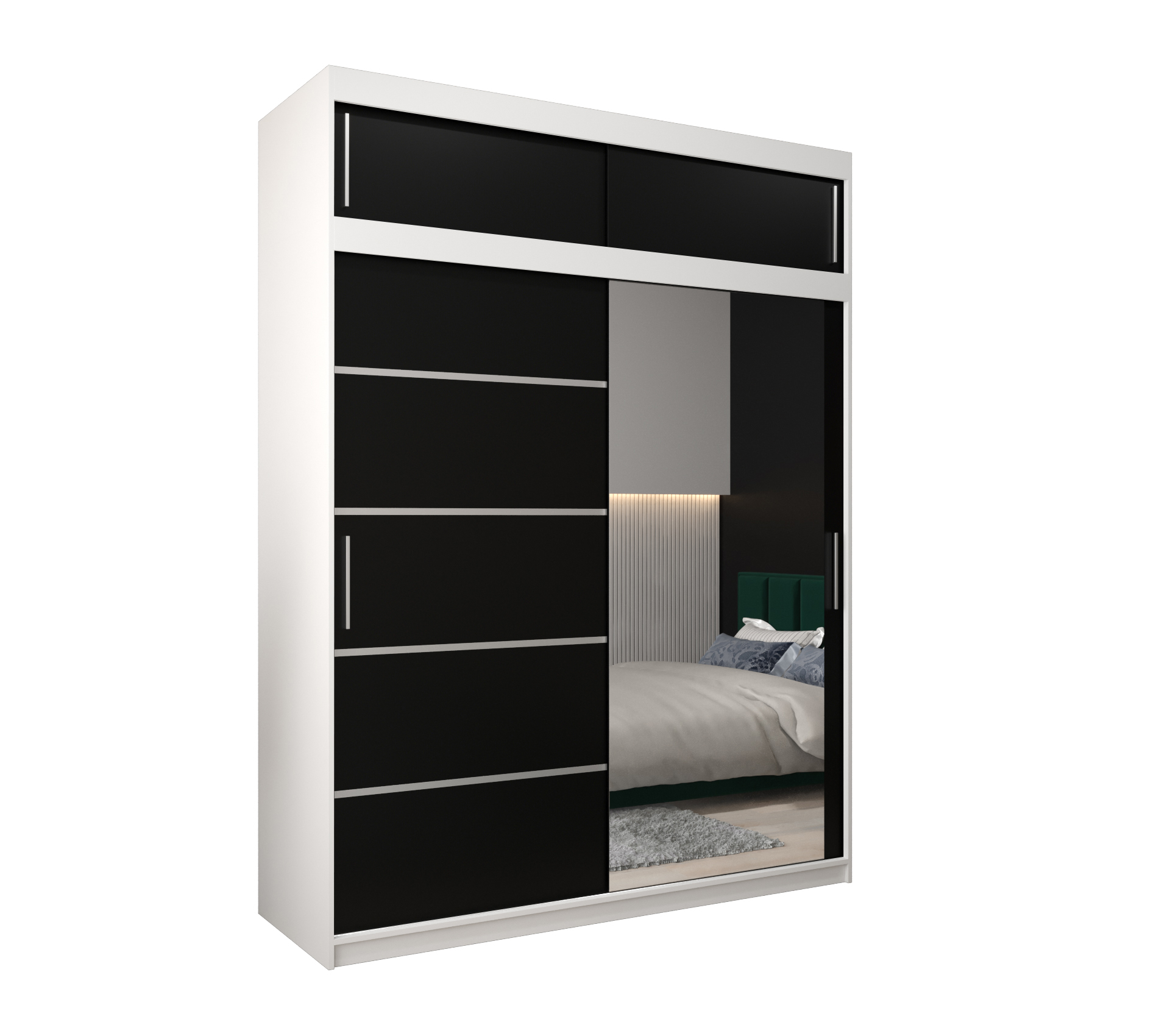 Szafa przesuwna z nadstawką garderoba Verona 2 180 x 62 x 240 cm Biały + Czarny - Abiks Meble