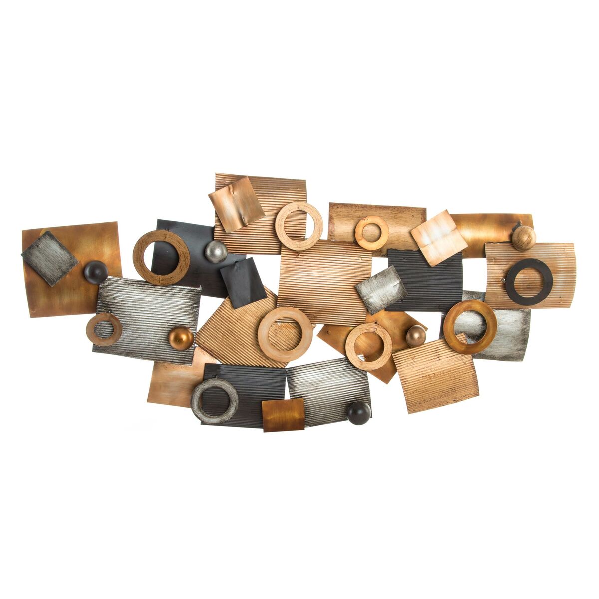 Decoración de pared dkd home decor abstracto gris metal cobre moderno círculos (109 x 7 x 53 cm)