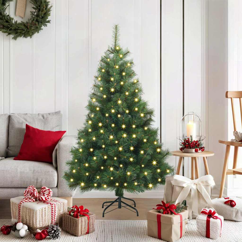 Sztuczna choinka z 150 diodami LED Zielony 120 cm PE i PVC