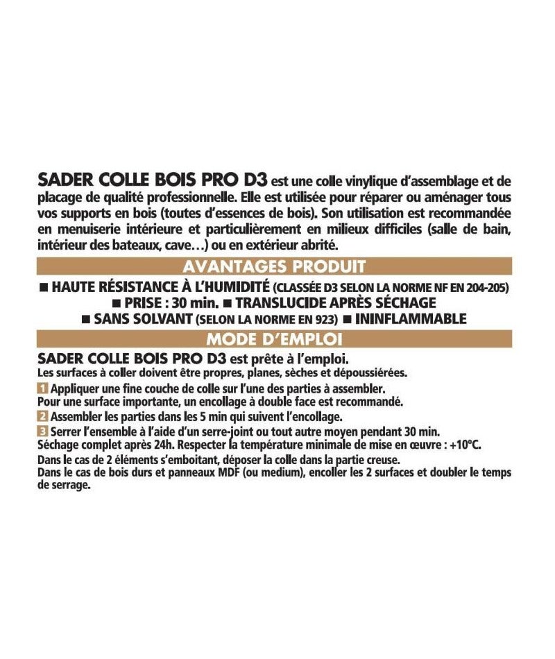 Colle à bois progressive Pro d3 SADER, 250g - 3
