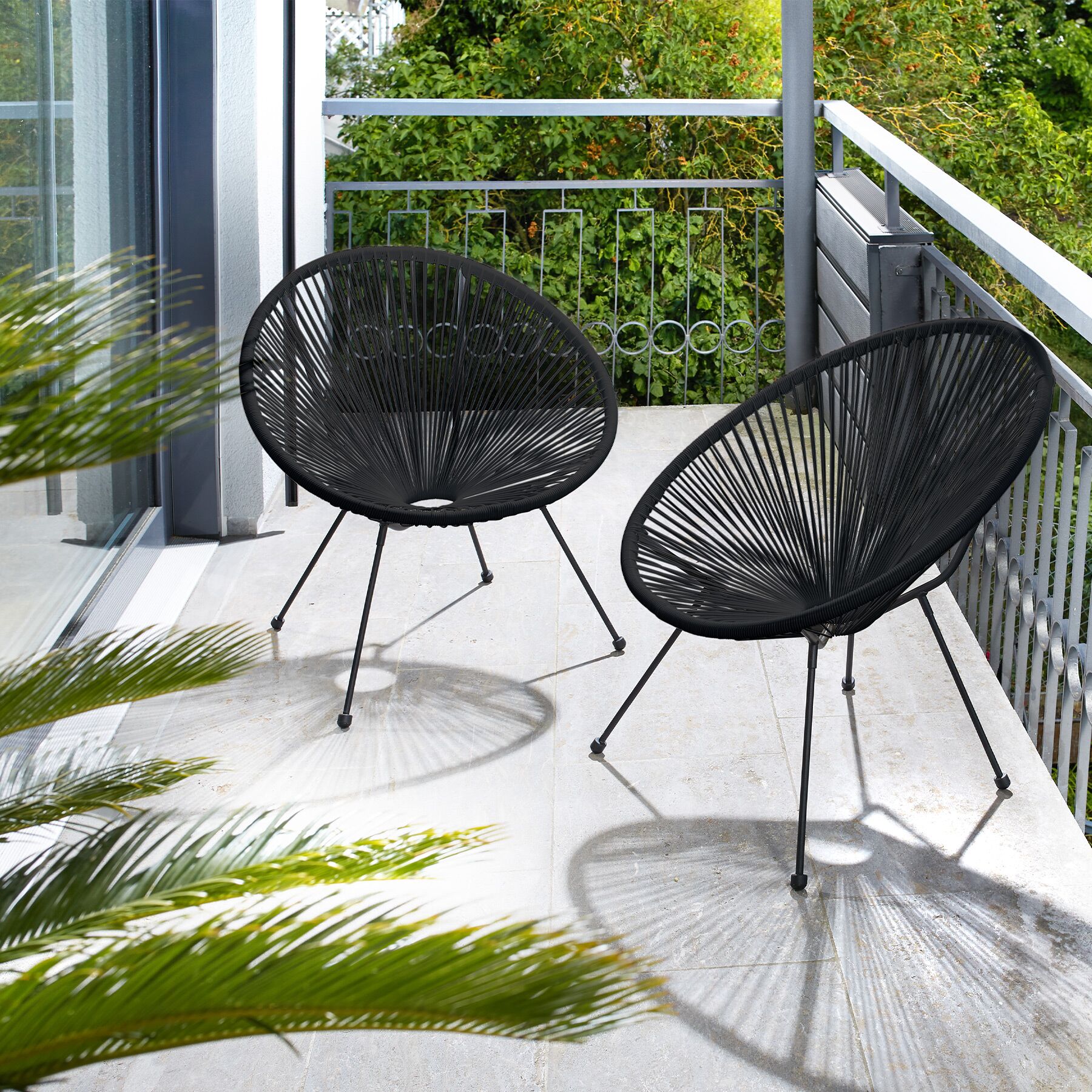 TECTAKE Conjunto de 2 cadeiras de jardim Design retro no estilo Acapulco - 3