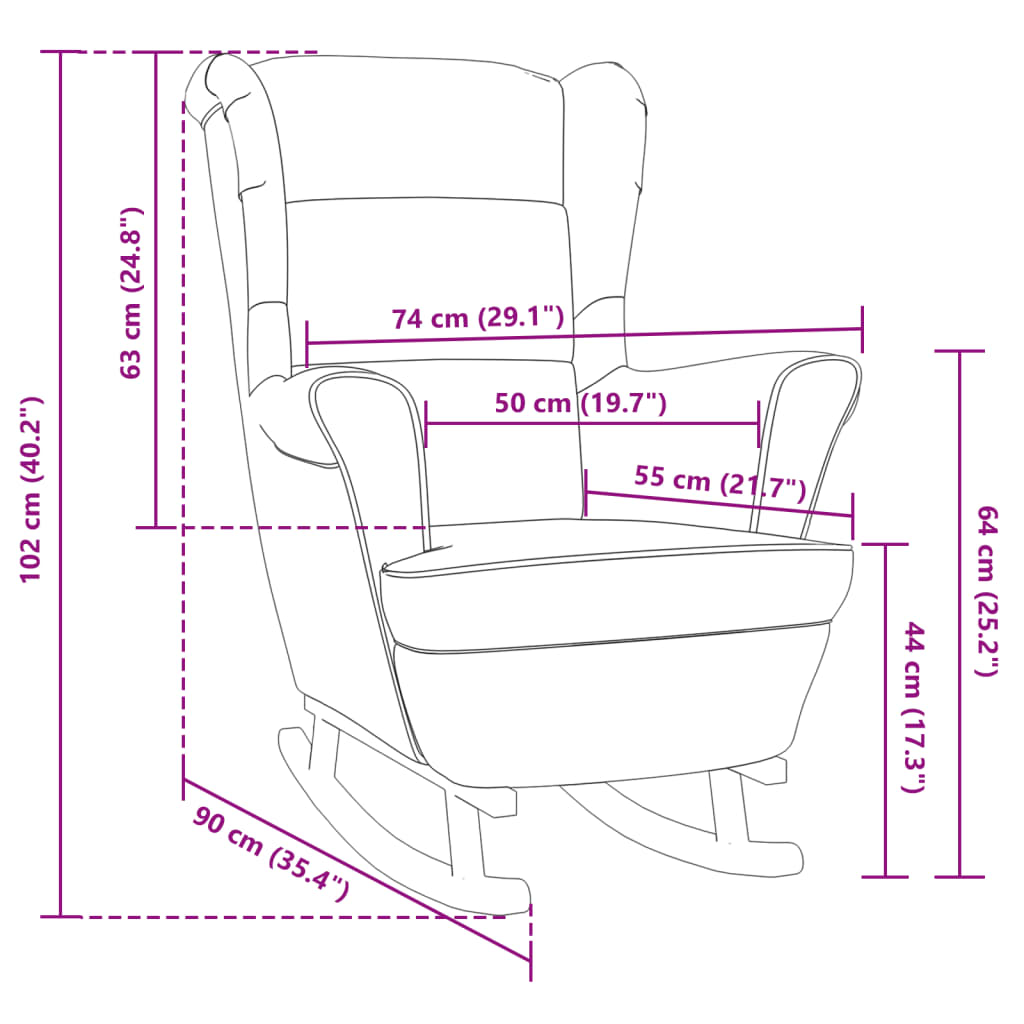 vidaXL Sedia a Dondolo con Gambe in Massello di Hevea Giallo Velluto - 7
