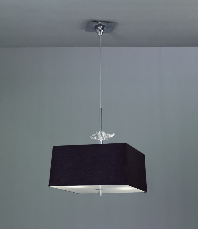Suspension Akira 4 Ampoules E27, chrome poli/verre dépoli avec Abat jour noir - 2