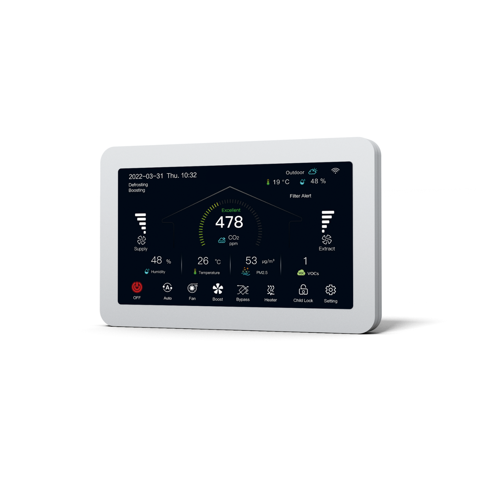 Unidad de ventilación con recuperación de calor Weston Climate Pro serie 600 m³/h con panel de control VK8 - 4