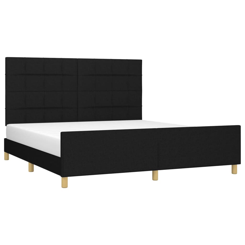 Cadre de lit sans matelas, tissu noir, pour la chambre, 160 × 200 cm - 3