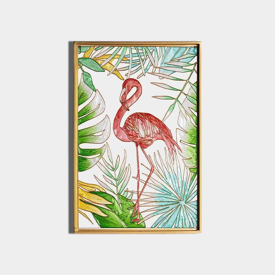 Paire de peintures modèle FLAMENCOS encadré or Burkina - 4