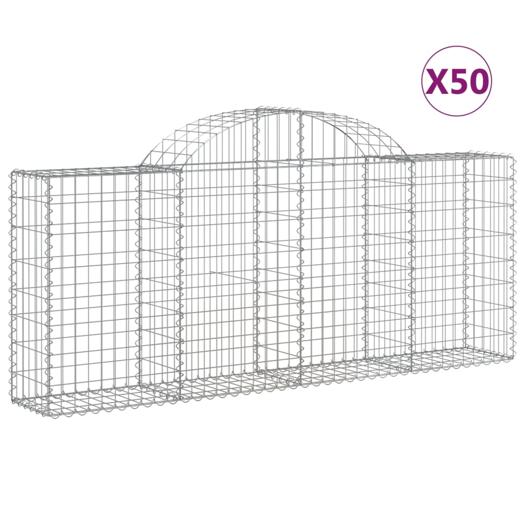 Cestas de gaviones arqueadas 50 uds 200x30x80/100 cm hierro galvanizado