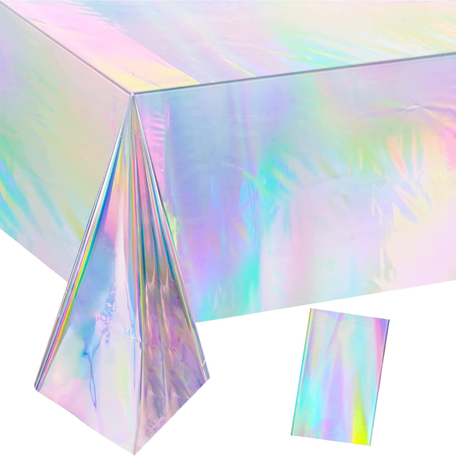 Holograficzny laserowy obrus urodzinowy z tworzywa sztucznego – na przyjęcia urodzinowe dla dzieci, dekoracja spotkań (274x137 cm)