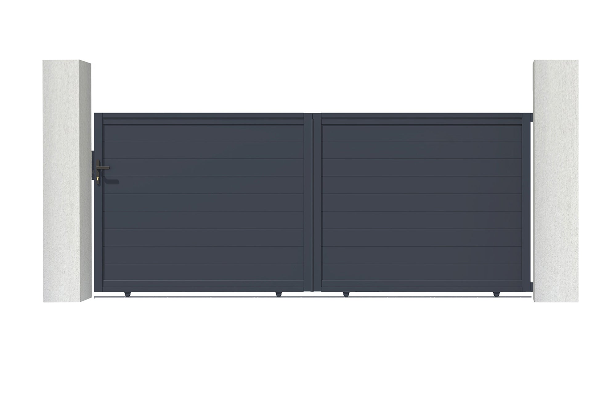 Portail coulissant 4m EIGER H.160cm + Portillon 1m EIGER H.160cm aluminium gris - 5